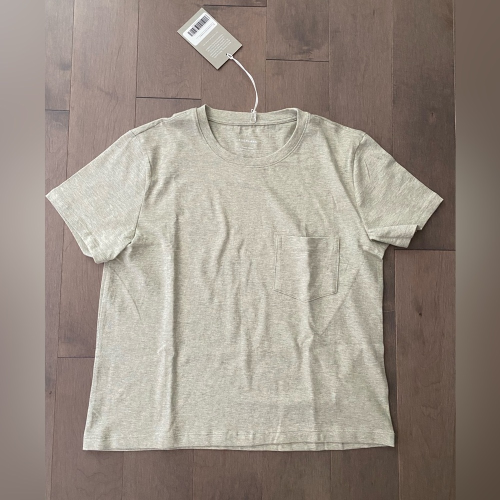Everlane The Organic Cotton Box-Cut Tee Shirt With Pocket Short Sleeve Gray S